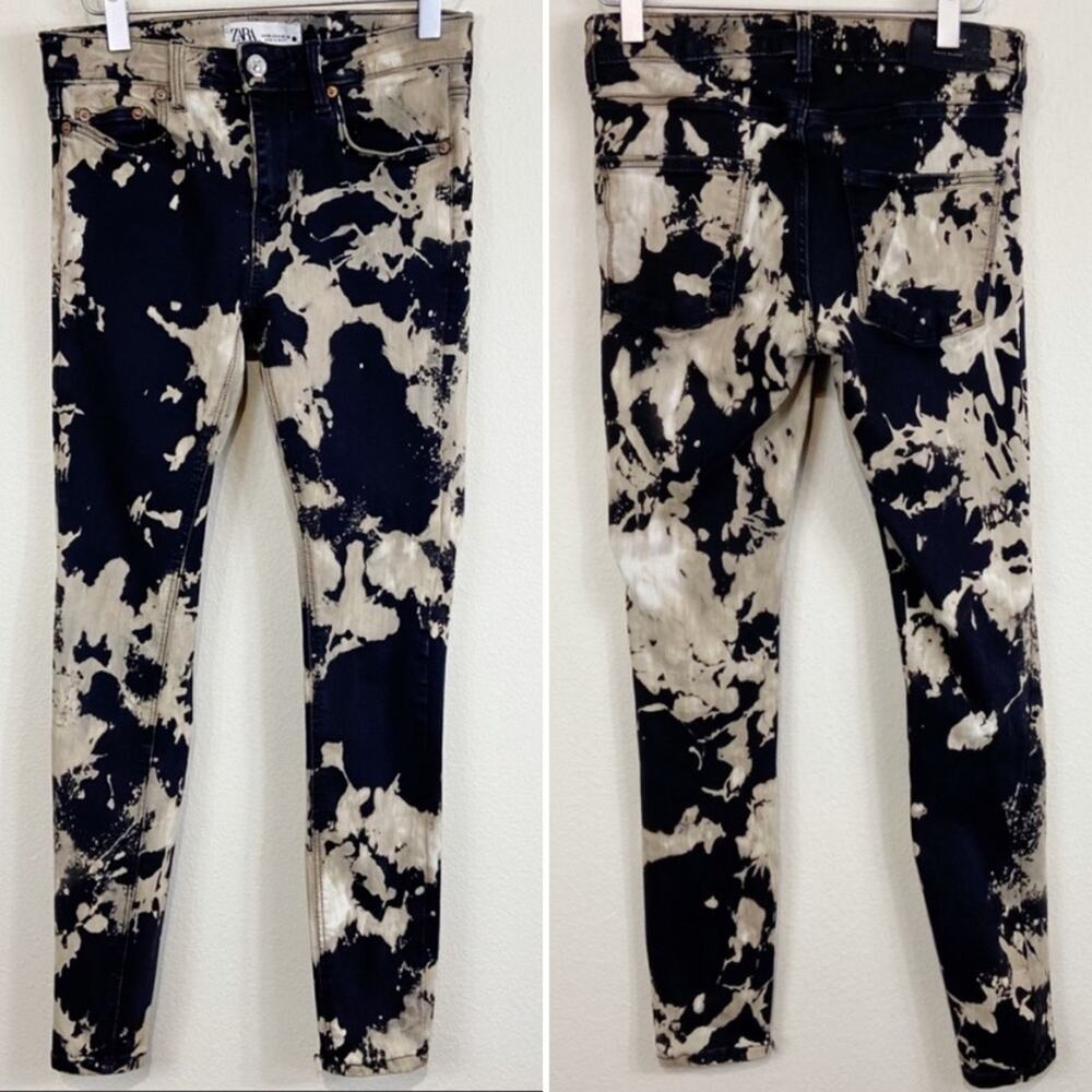 Zara Custom Bleached Moon Black Skinny Jeans Sz 4